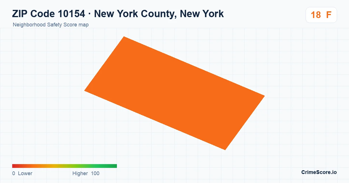 ZIP Code 10154 in New York County, New York neighborhood Safety Score map