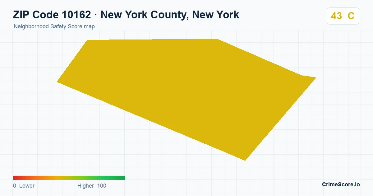 ZIP Code 10162 in New York County, New York neighborhood Safety Score map