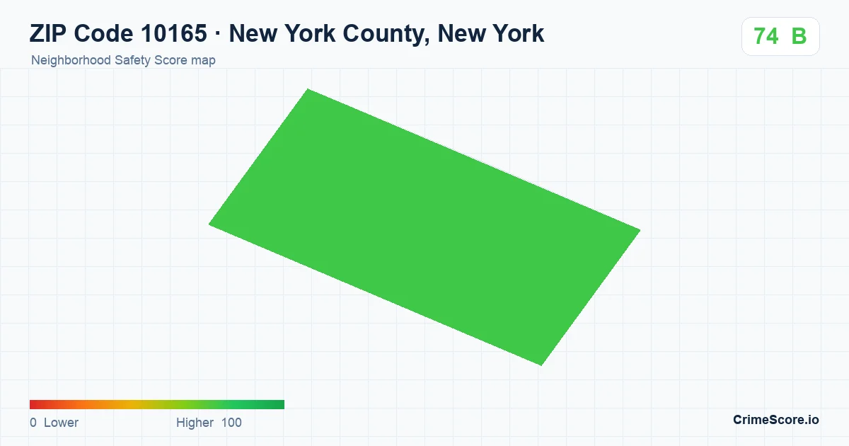 ZIP Code 10165 in New York County, New York neighborhood Safety Score map