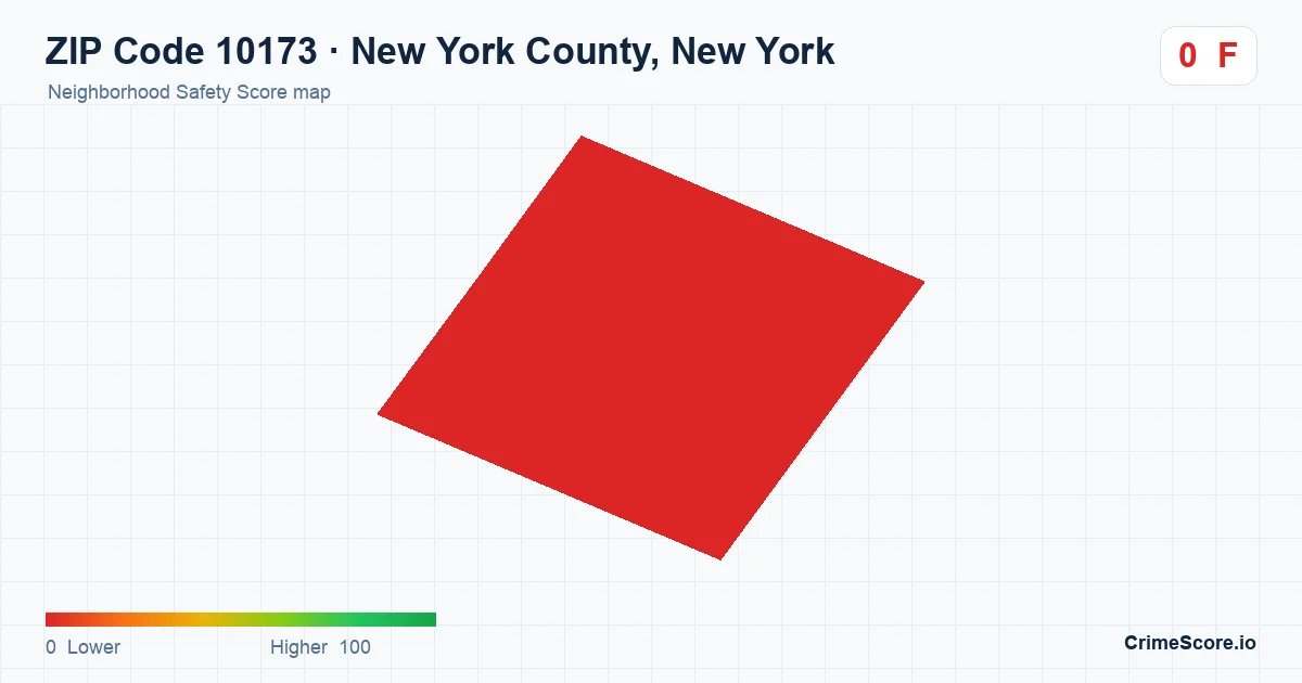 ZIP Code 10173 in New York County, New York neighborhood Safety Score map