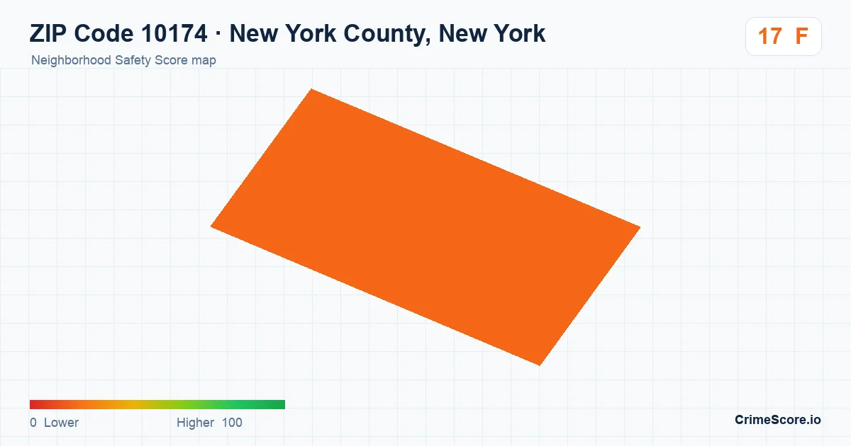 ZIP Code 10174 in New York County, New York neighborhood Safety Score map