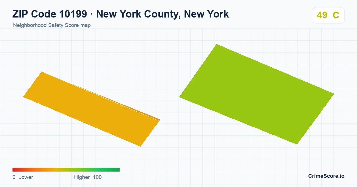 ZIP Code 10199 in New York County, New York neighborhood Safety Score map