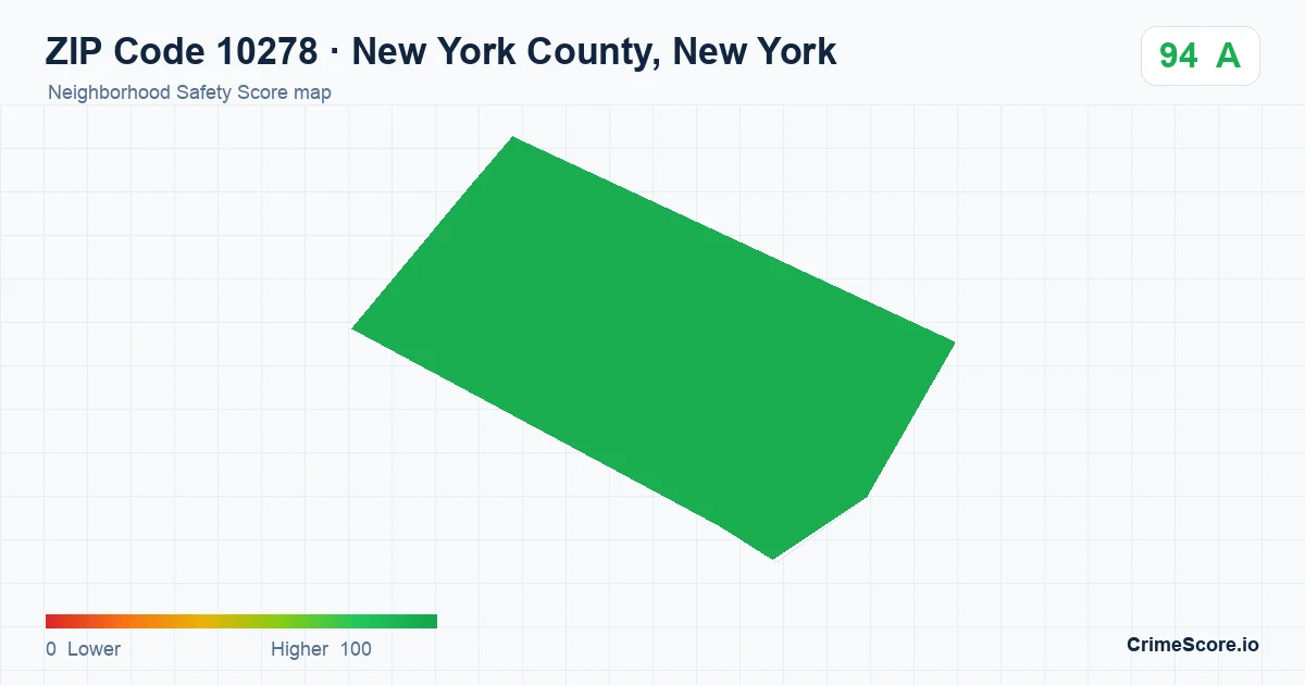 ZIP Code 10278 in New York County, New York neighborhood Safety Score map