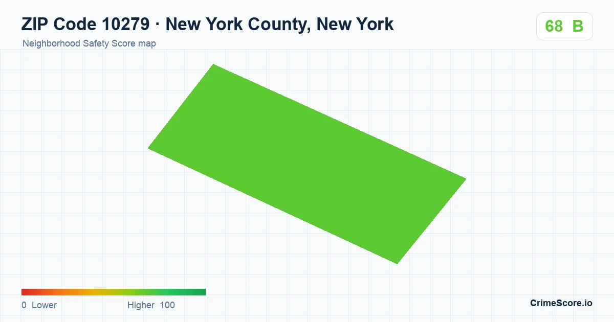 ZIP Code 10279 in New York County, New York neighborhood Safety Score map