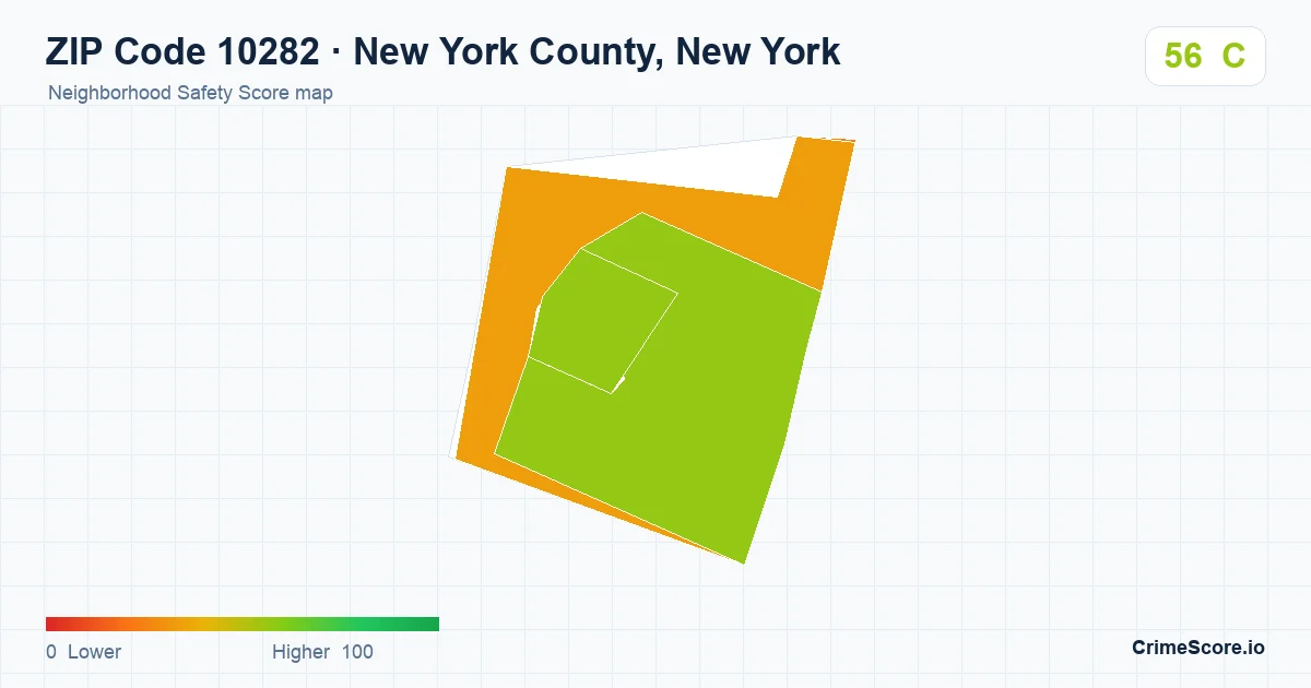 ZIP Code 10282 in New York County, New York neighborhood Safety Score map
