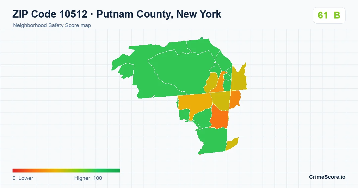 ZIP Code 10512 in Putnam County, New York neighborhood Safety Score map