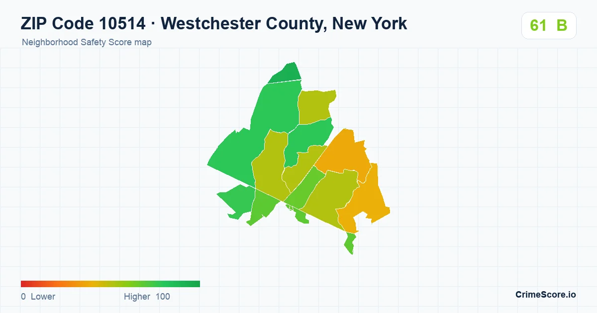ZIP Code 10514 in Westchester County, New York neighborhood Safety Score map