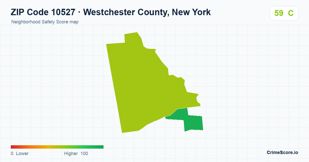 ZIP Code 10527 in Westchester County, New York neighborhood Safety Score map