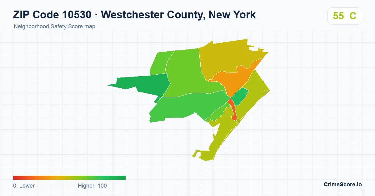 ZIP Code 10530 in Westchester County, New York neighborhood Safety Score map