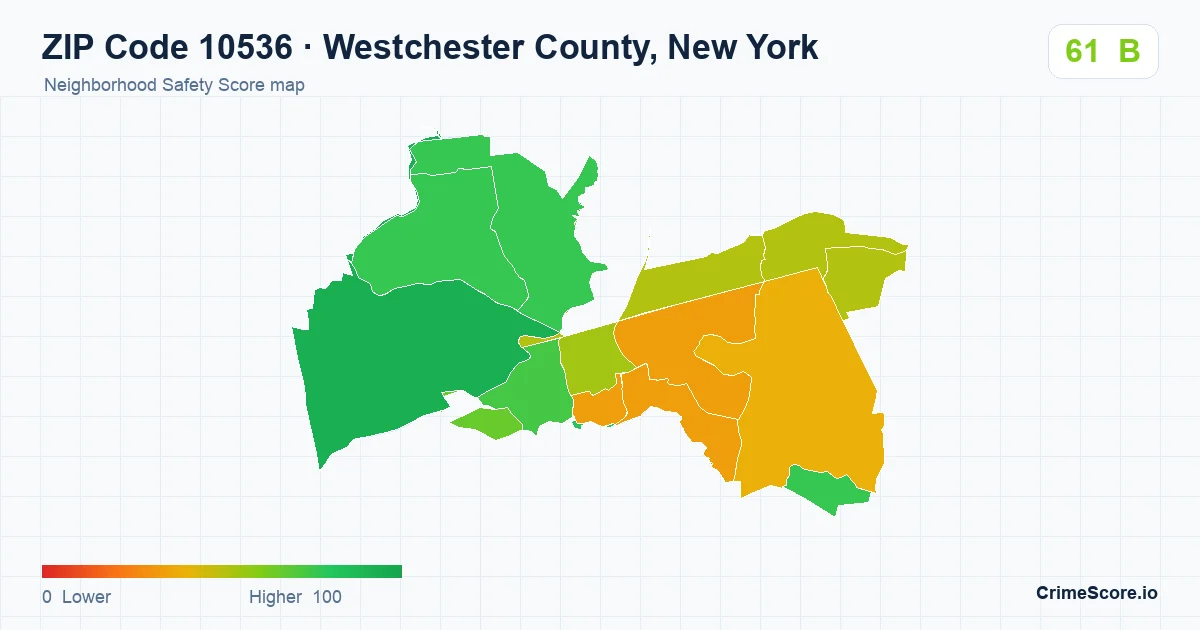 ZIP Code 10536 in Westchester County, New York neighborhood Safety Score map