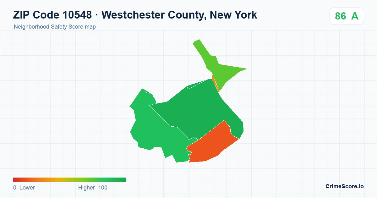 ZIP Code 10548 in Westchester County, New York neighborhood Safety Score map