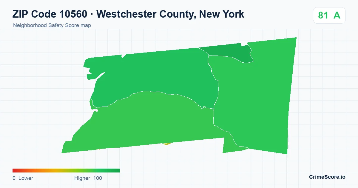 ZIP Code 10560 in Westchester County, New York neighborhood Safety Score map
