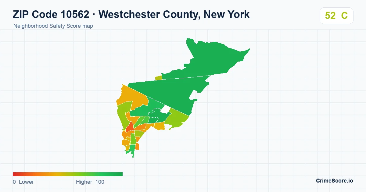 ZIP Code 10562 in Westchester County, New York neighborhood Safety Score map