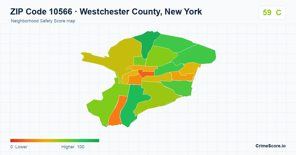 ZIP Code 10566 in Westchester County, New York neighborhood Safety Score map
