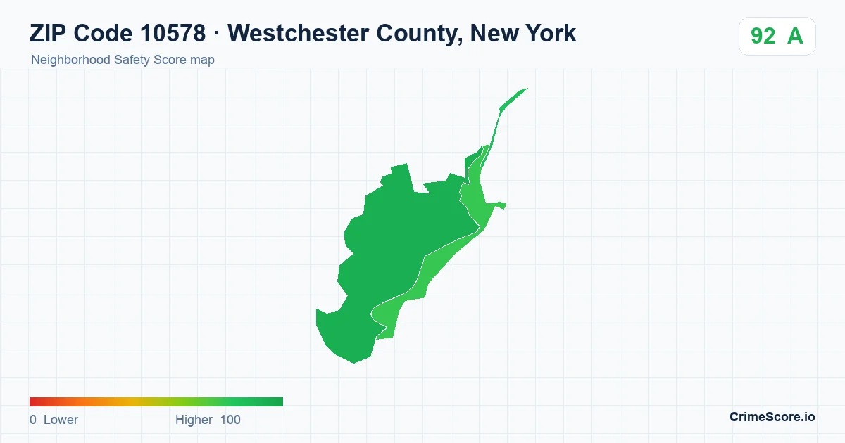 ZIP Code 10578 in Westchester County, New York neighborhood Safety Score map