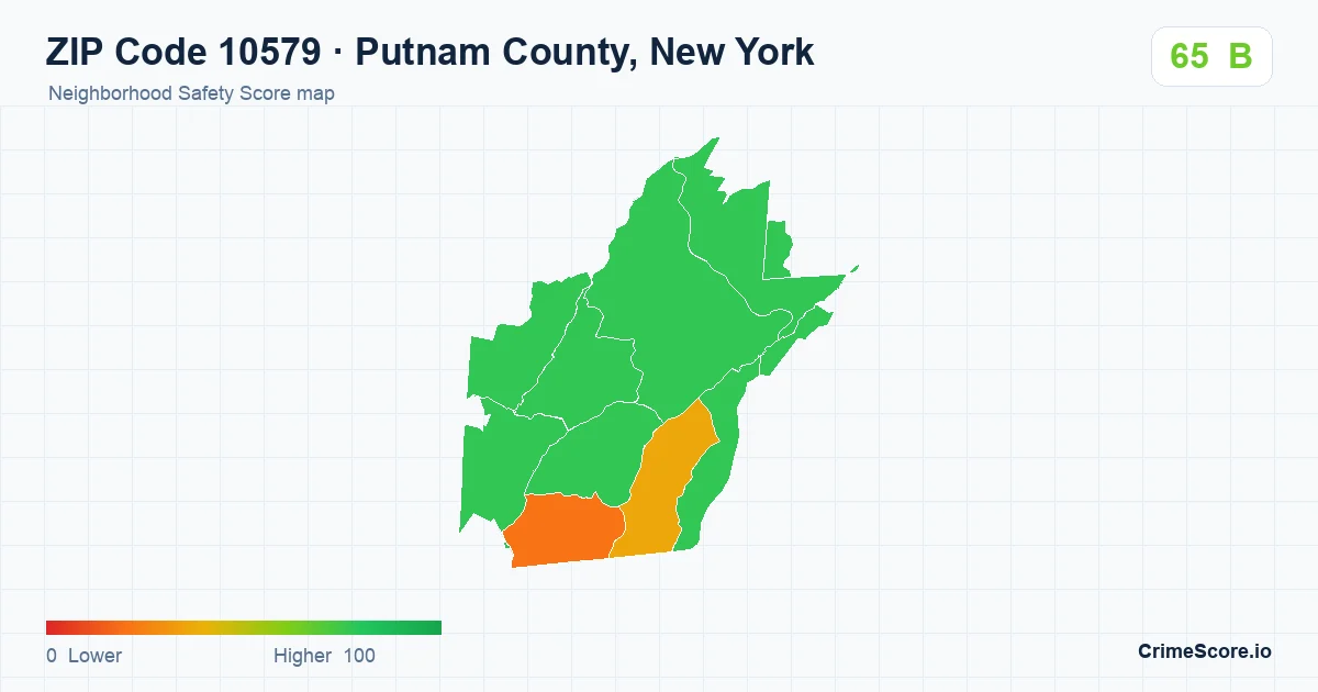 ZIP Code 10579 in Putnam County, New York neighborhood Safety Score map