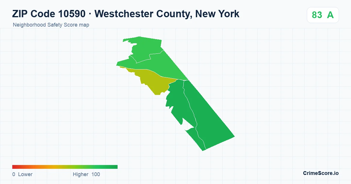 ZIP Code 10590 in Westchester County, New York neighborhood Safety Score map