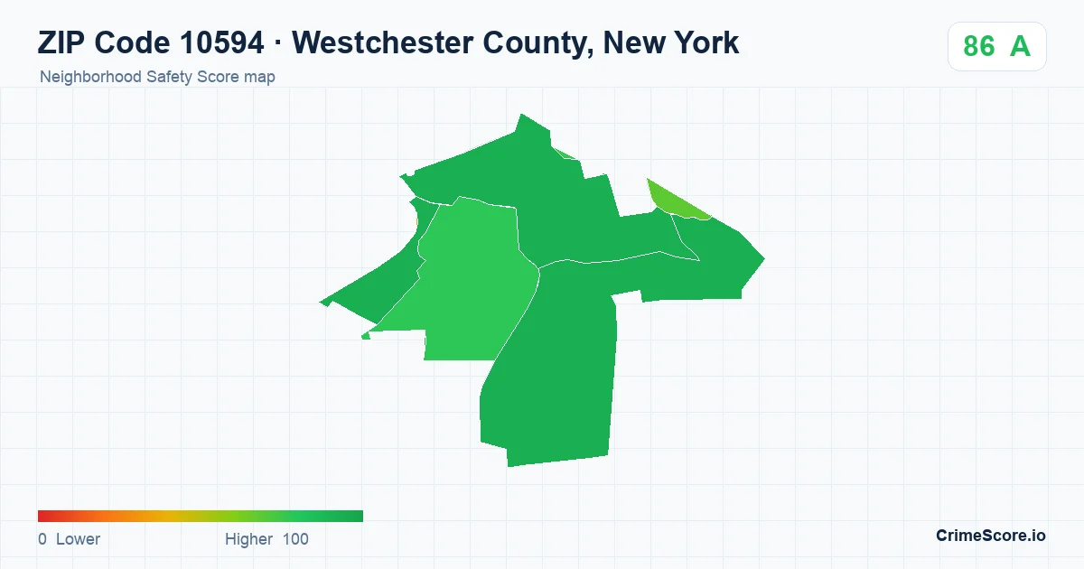 ZIP Code 10594 in Westchester County, New York neighborhood Safety Score map