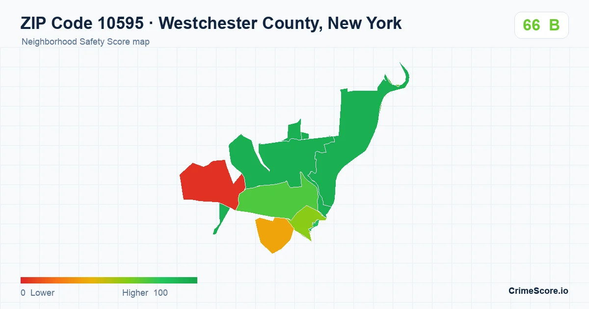 ZIP Code 10595 in Westchester County, New York neighborhood Safety Score map