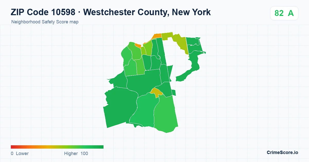 ZIP Code 10598 in Westchester County, New York neighborhood Safety Score map