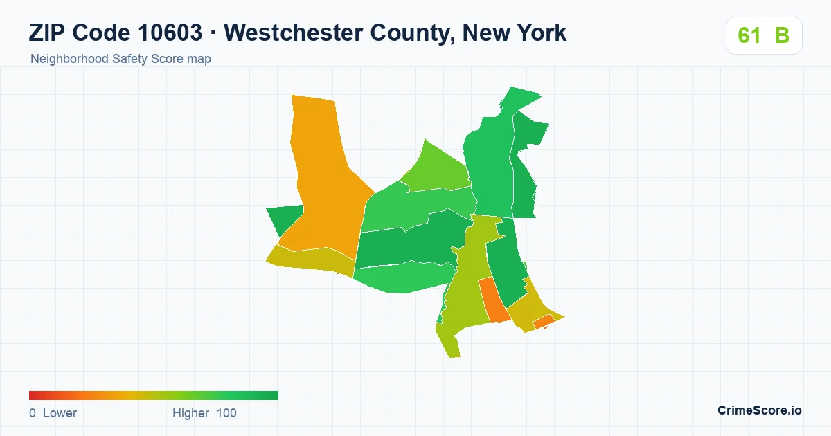 ZIP Code 10603 in Westchester County, New York neighborhood Safety Score map