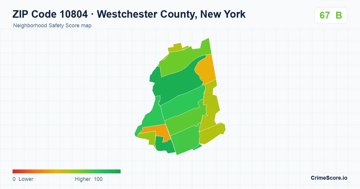 ZIP Code 10804 in Westchester County, New York neighborhood Safety Score map