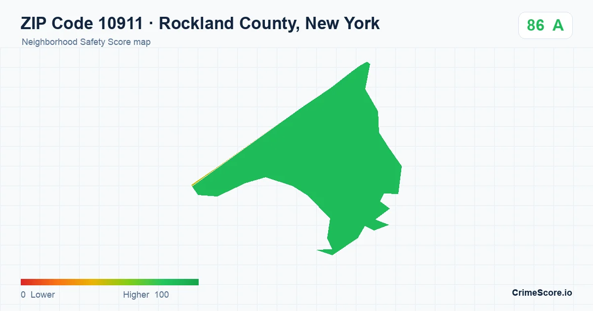 ZIP Code 10911 in Rockland County, New York neighborhood Safety Score map