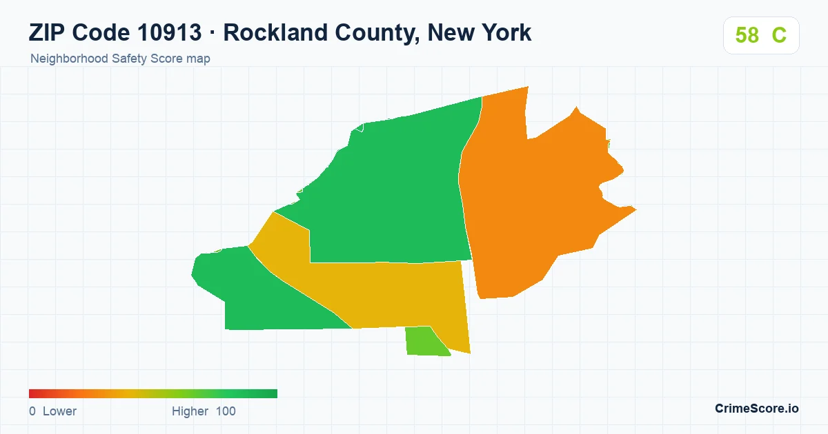ZIP Code 10913 in Rockland County, New York neighborhood Safety Score map