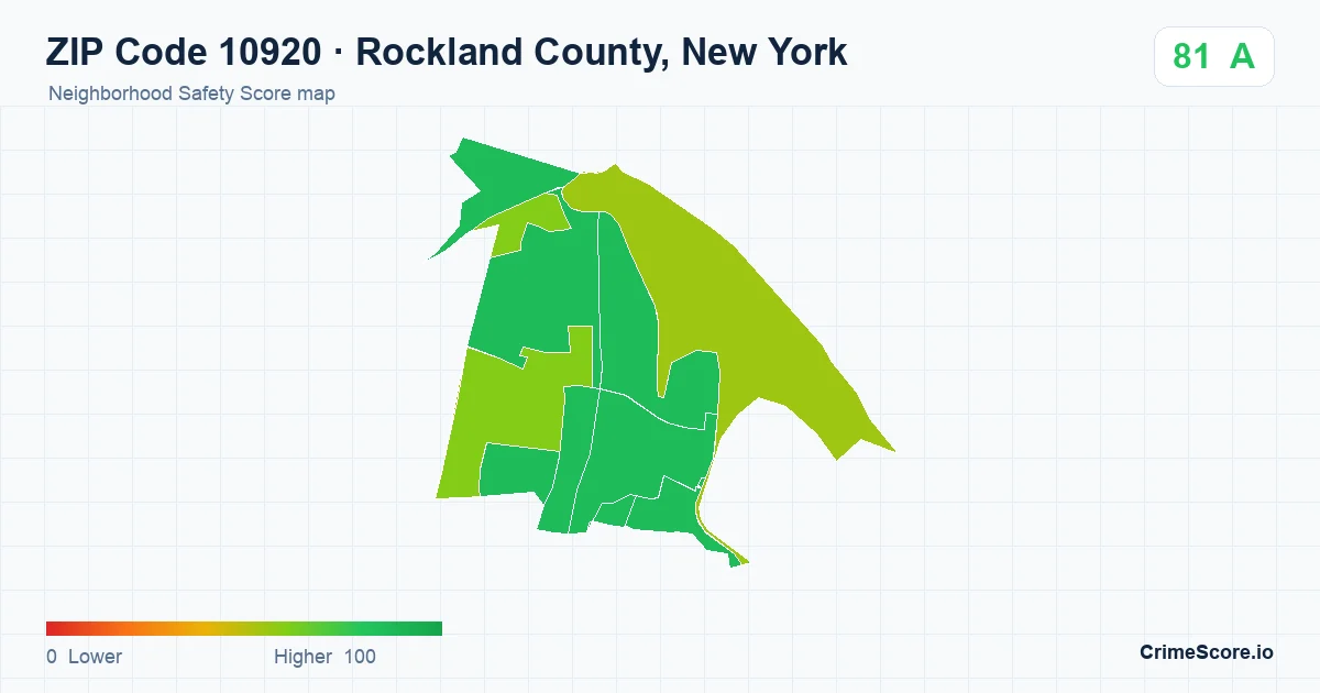 ZIP Code 10920 in Rockland County, New York neighborhood Safety Score map