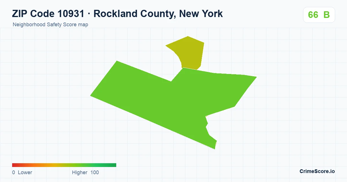 ZIP Code 10931 in Rockland County, New York neighborhood Safety Score map