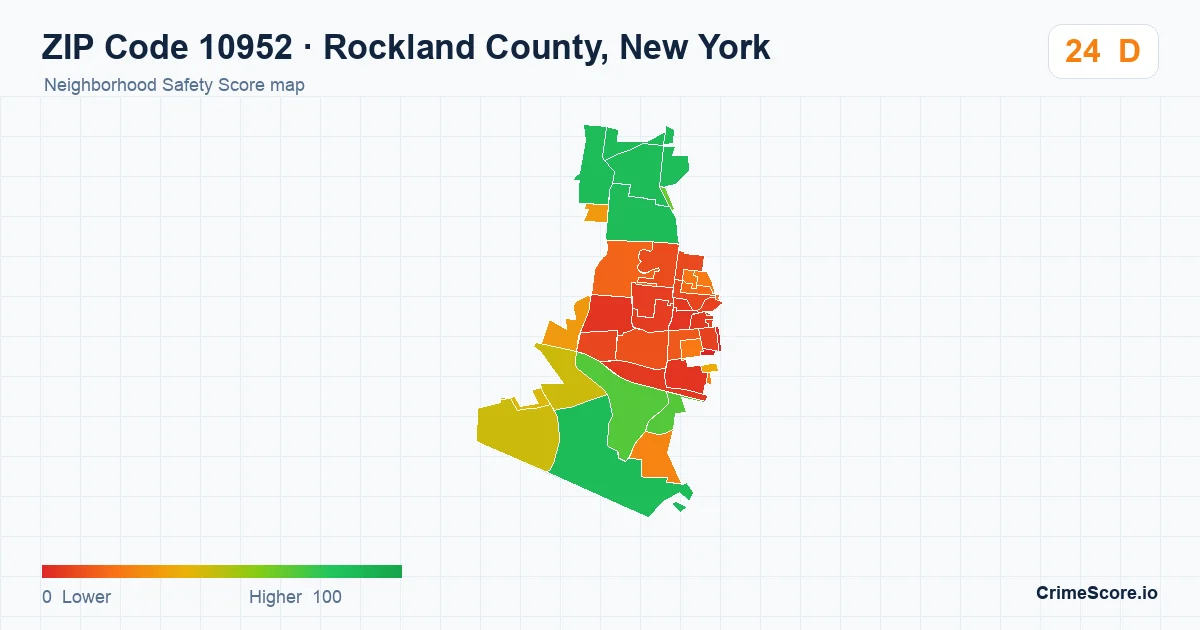 ZIP Code 10952 in Rockland County, New York neighborhood Safety Score map