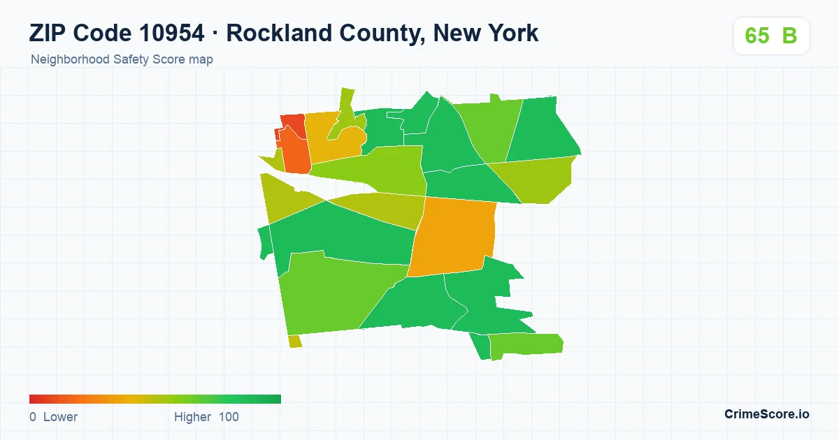 ZIP Code 10954 in Rockland County, New York neighborhood Safety Score map