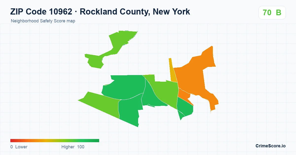 ZIP Code 10962 in Rockland County, New York neighborhood Safety Score map