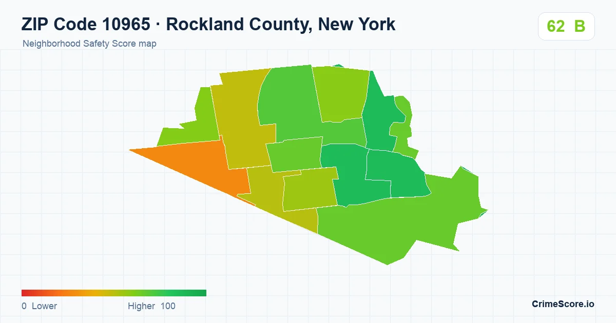 ZIP Code 10965 in Rockland County, New York neighborhood Safety Score map
