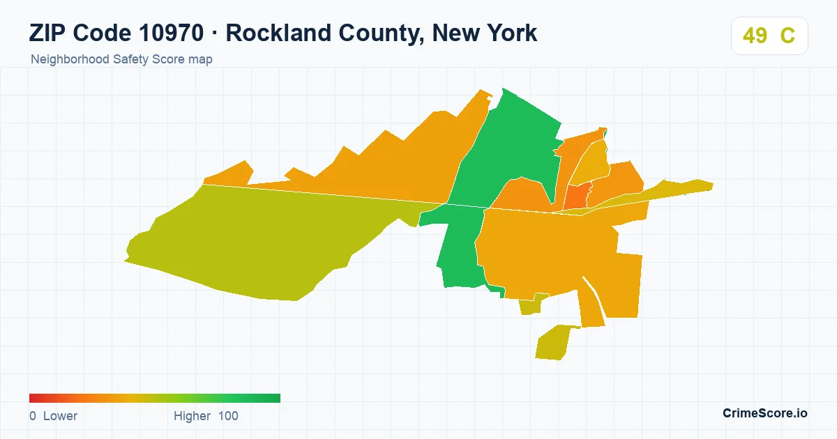 ZIP Code 10970 in Rockland County, New York neighborhood Safety Score map