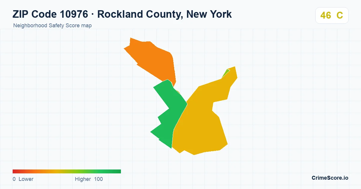 ZIP Code 10976 in Rockland County, New York neighborhood Safety Score map