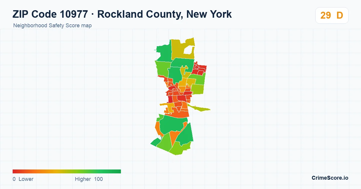 ZIP Code 10977 in Rockland County, New York neighborhood Safety Score map
