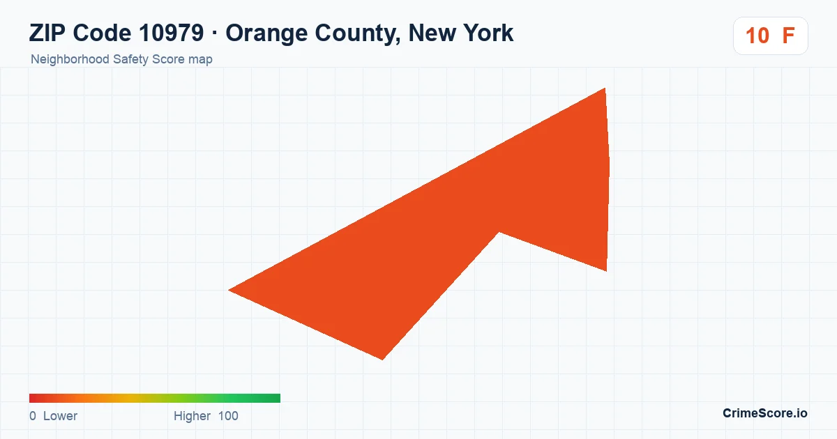ZIP Code 10979 in Orange County, New York neighborhood Safety Score map
