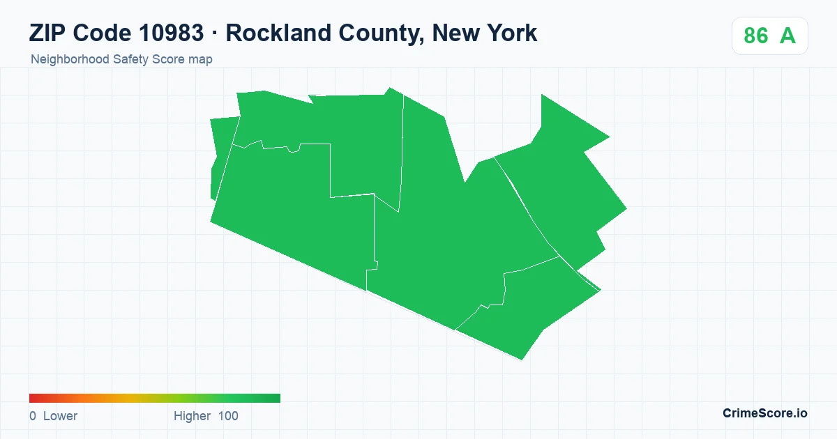 ZIP Code 10983 in Rockland County, New York neighborhood Safety Score map