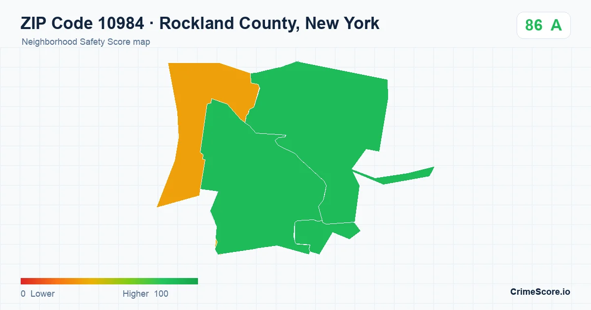 ZIP Code 10984 in Rockland County, New York neighborhood Safety Score map