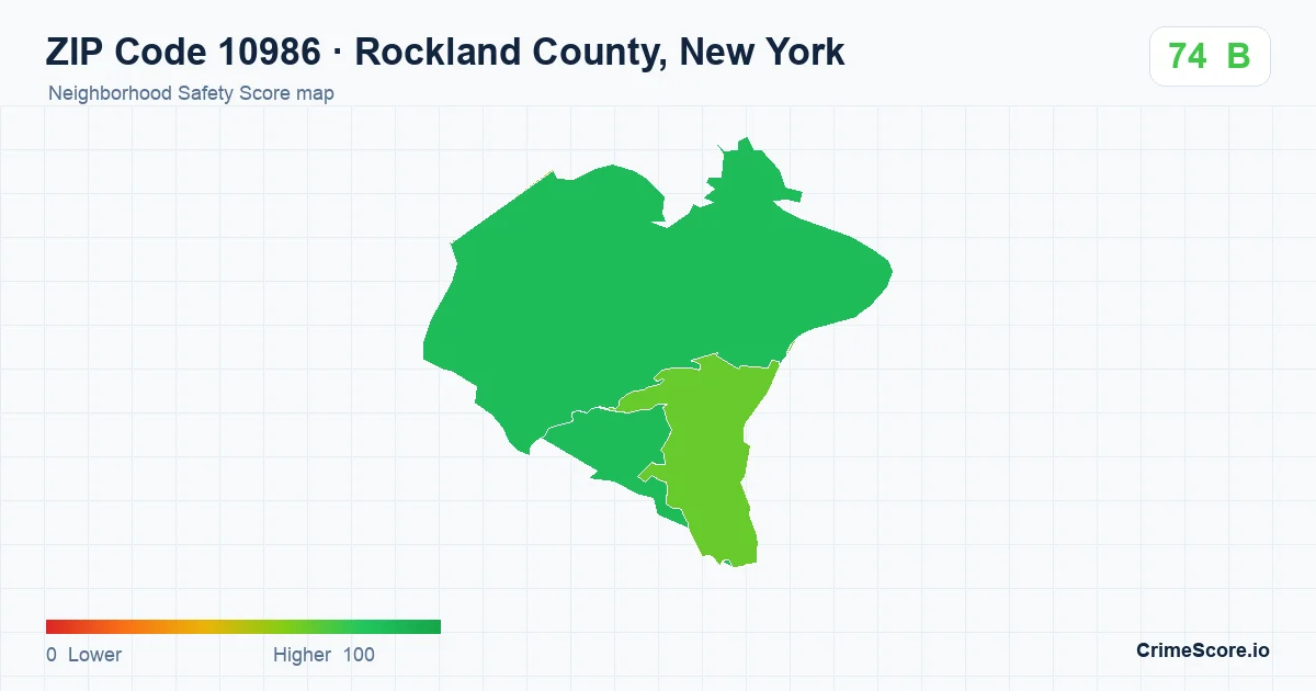 ZIP Code 10986 in Rockland County, New York neighborhood Safety Score map