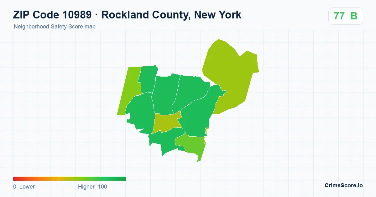 ZIP Code 10989 in Rockland County, New York neighborhood Safety Score map