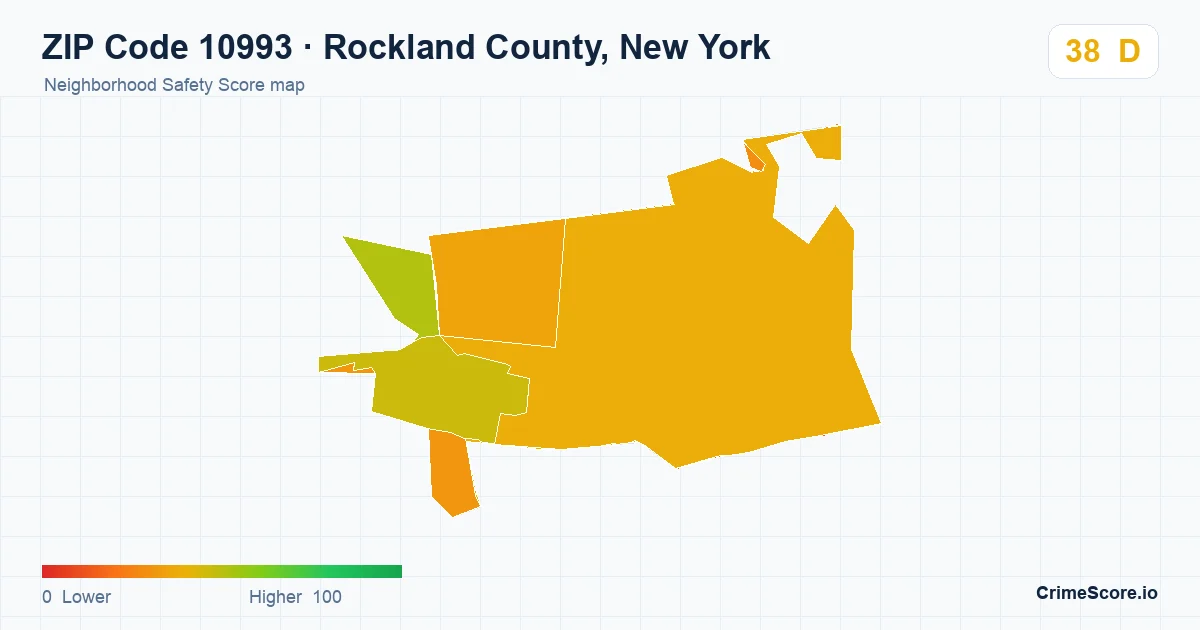 ZIP Code 10993 in Rockland County, New York neighborhood Safety Score map