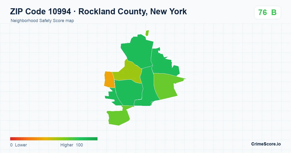 ZIP Code 10994 in Rockland County, New York neighborhood Safety Score map