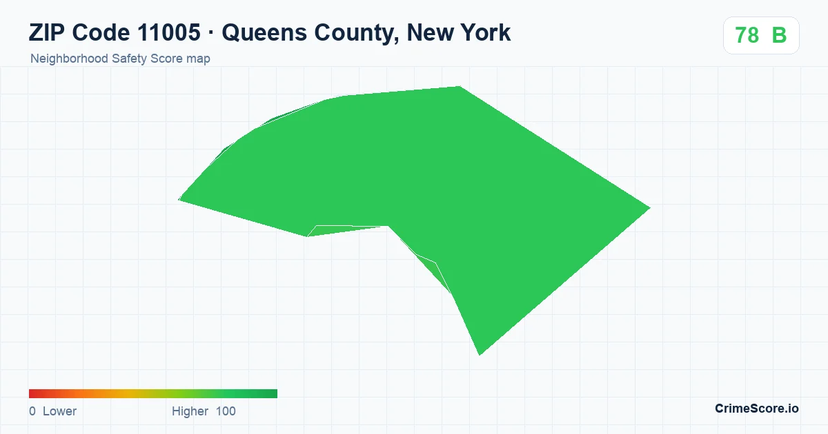 ZIP Code 11005 in Queens County, New York neighborhood Safety Score map