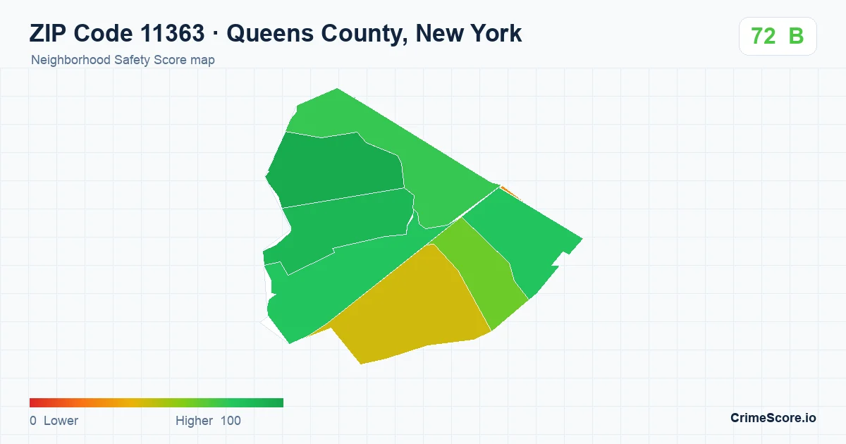 ZIP Code 11363 in Queens County, New York neighborhood Safety Score map