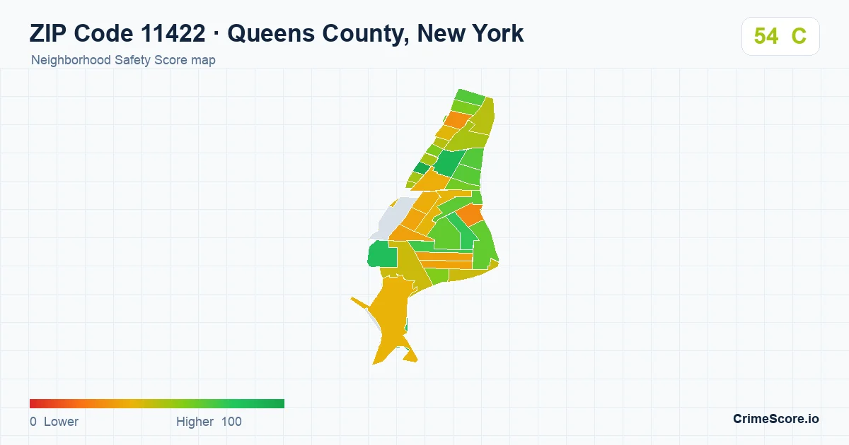 ZIP Code 11422 in Queens County, New York neighborhood Safety Score map