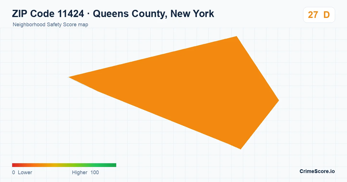 ZIP Code 11424 in Queens County, New York neighborhood Safety Score map