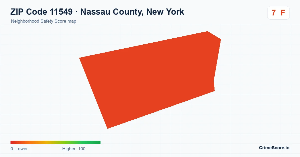 ZIP Code 11549 in Nassau County, New York neighborhood Safety Score map