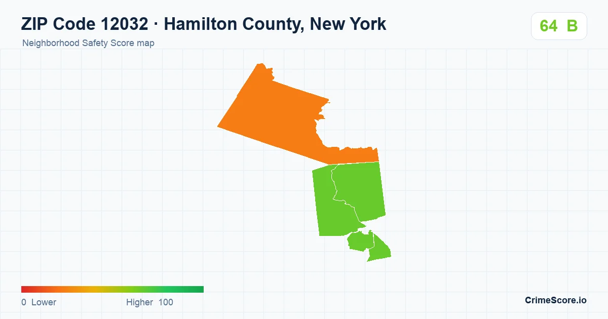 ZIP Code 12032 in Hamilton County, New York neighborhood Safety Score map